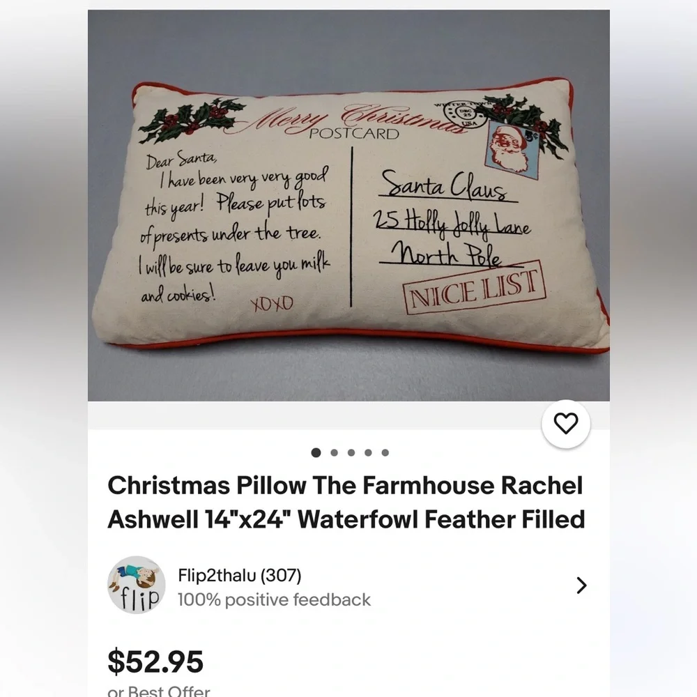 Festive Merry Christmas Postcard Pillow
